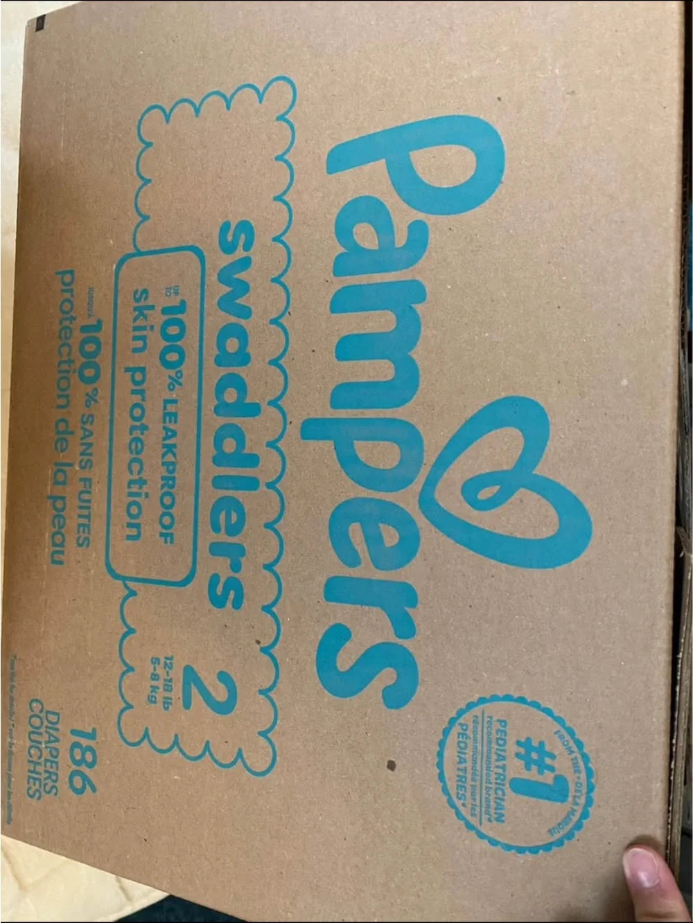 Pampers Baby Swaddlers Diaper Covers - Brown Kraft Box with Teal Print